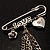 'Love', Crystal Heart, Flower And Tassel Safety Pin Brooch (Burn Silver Finish) - view 9