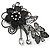Black Crystal Filigree Flower And Butterfly Crystal Brooch (Catwalk - 2011) - view 2
