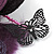 Deep Purple Feather Flower And Butterfly Fabric Hair Clip/ Brooch (Catwalk - 2014) - view 8
