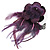 Deep Purple Feather Flower And Butterfly Fabric Hair Clip/ Brooch (Catwalk - 2014) - view 3