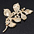 Gold Plated Crystal Simulated Pearl Floral Brooch/Pendant - view 4