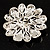 Vintage Swarovski Crystal Floral Brooch (Antique Silver) - view 2