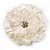 Large Snow White Crystal Fabric Rose Brooch - 13cm Diameter - view 2