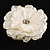 Large Snow White Crystal Fabric Rose Brooch - 13cm Diameter - view 3
