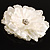 Large Snow White Crystal Fabric Rose Brooch - 13cm Diameter - view 5
