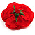 Large Red Fabric Rose Brooch - view 4