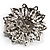 AB Crystal Dimensional Floral Corsage Brooch (Silver Tone) - view 5