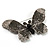 Gigantic Pave Swarovski Crystal Butterfly Brooch (Clear&Black) - view 4