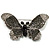 Gigantic Pave Swarovski Crystal Butterfly Brooch (Clear&Black) - view 6