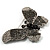 Gigantic Pave Swarovski Crystal Butterfly Brooch (Clear&Black) - view 2