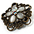 Vintage Filigree Diamante Floral Brooch (Bronze Tone) - view 2