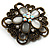 Vintage Filigree Diamante Floral Brooch (Bronze Tone) - view 4