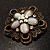 Vintage Filigree Diamante Floral Brooch (Bronze Tone) - view 5