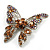 Dazzling Citrine Swarovski Crystal Butterfly Brooch (Silver Tone) - view 9