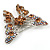Dazzling Citrine Swarovski Crystal Butterfly Brooch (Silver Tone) - view 11