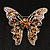 Dazzling Citrine Swarovski Crystal Butterfly Brooch (Silver Tone) - view 8