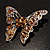 Dazzling Citrine Swarovski Crystal Butterfly Brooch (Silver Tone) - view 12
