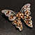 Dazzling Citrine Swarovski Crystal Butterfly Brooch (Silver Tone) - view 10