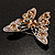 Dazzling Citrine Swarovski Crystal Butterfly Brooch (Silver Tone) - view 13