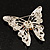 Dazzling Citrine Swarovski Crystal Butterfly Brooch (Silver Tone) - view 7