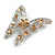 Dazzling Citrine Swarovski Crystal Butterfly Brooch (Silver Tone) - view 3