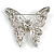 Dazzling Citrine Swarovski Crystal Butterfly Brooch (Silver Tone) - view 5