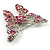 Dazzling Pink Swarovski Crystal Butterfly Brooch (Silver Tone) - view 5