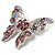 Dazzling Lilac Crystal Butterfly Brooch (Silver Tone) - view 5