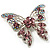 Dazzling Lilac Crystal Butterfly Brooch (Silver Tone) - view 6