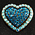 Bronze Tone Dazzling Diamante Heart Brooch (Sky Blue) - view 2