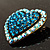 Bronze Tone Dazzling Diamante Heart Brooch (Sky Blue) - view 4