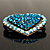 Bronze Tone Dazzling Diamante Heart Brooch (Sky Blue) - view 6