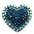 Bronze Tone Dazzling Diamante Heart Brooch (Sky Blue)