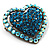 Bronze Tone Dazzling Diamante Heart Brooch (Sky Blue) - view 3