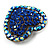 Bronze Tone Dazzling Diamante Heart Brooch (Navy Blue) - view 3