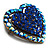 Bronze Tone Dazzling Diamante Heart Brooch (Navy Blue) - view 4