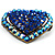 Bronze Tone Dazzling Diamante Heart Brooch (Navy Blue) - view 5