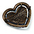 Bronze Tone Dazzling Diamante Heart Brooch (Navy Blue) - view 6