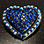 Bronze Tone Dazzling Diamante Heart Brooch (Navy Blue) - view 2