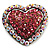 Bronze Tone Dazzling Diamante Heart Brooch (Pink)
