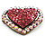 Bronze Tone Dazzling Diamante Heart Brooch (Pink) - view 5