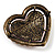 Bronze Tone Dazzling Diamante Heart Brooch (Pink) - view 6