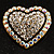 Bronze Tone Dazzling Diamante Heart Brooch (Clear) - view 2