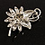 Emerald Green Crystal Floral Brooch (Silver Tone) - view 7