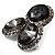 Ash Grey Diamante Circle Art Nouveau Brooch (Silver Tone) - view 2