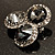 Ash Grey Diamante Circle Art Nouveau Brooch (Silver Tone) - view 9