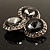 Ash Grey Diamante Circle Art Nouveau Brooch (Silver Tone) - view 6