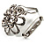 Diamante Floral Scarf Pin/ Brooch (Silver Tone) - view 2