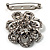 Diamante Floral Scarf Pin/ Brooch (Silver Tone) - view 4