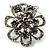 Diamante Floral Scarf Pin/ Brooch (Silver Tone)